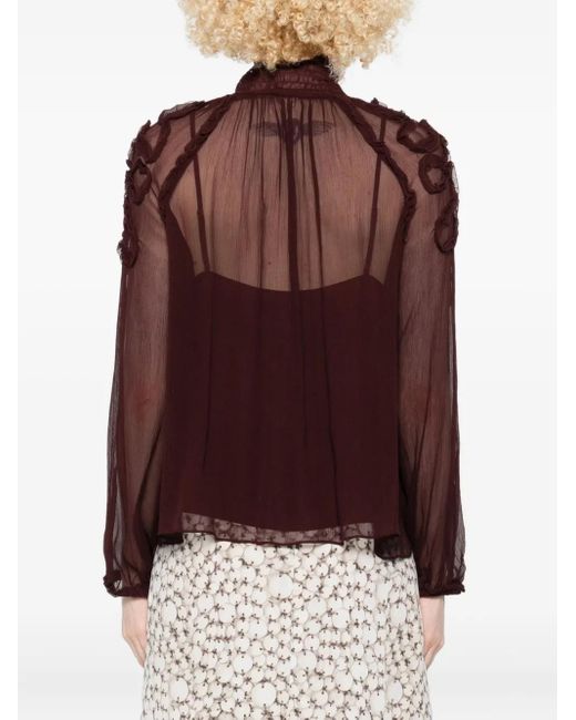 Blouse Volantée À Col Montant Ulla Johnson en coloris Purple