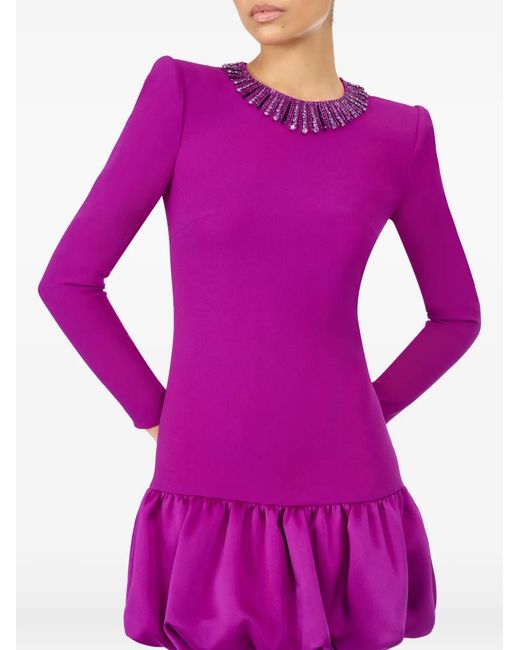 Jenny Packham Purple Countessa Crystal-Embellished Puff-Hem Dress
