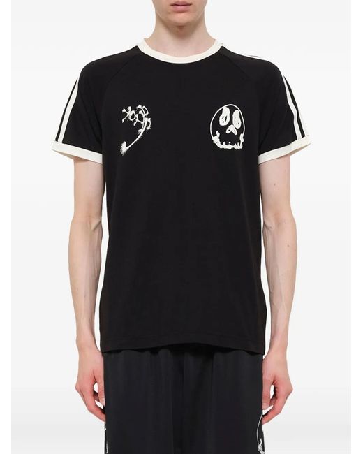 Y-3 Black Skull-Print 3-Stripes T-Shirt for men
