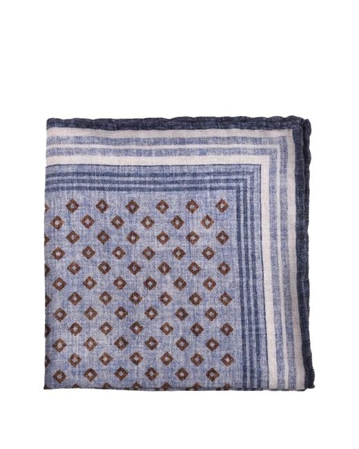 Brunello Cucinelli Blue Carré De Poche À Imprimé Géométrique for men