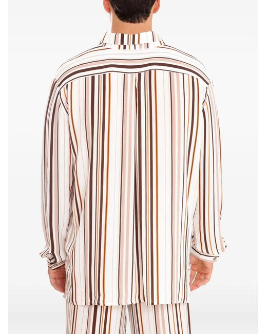 Amir Slama White Stripe-Patterned Long-Sleeve Shirt for men