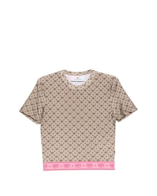 Chiara Ferragni Green Eyelike-Print Cropped T-Shirt