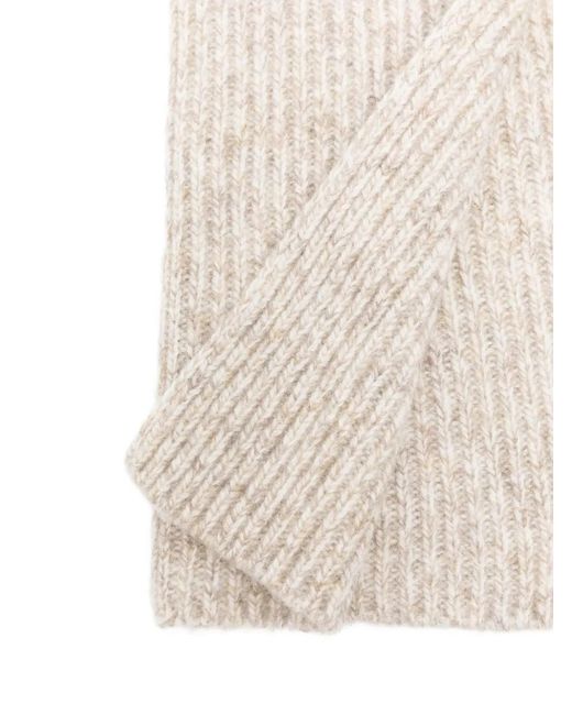 Eleventy White Ribbed Wool Balaclava for men