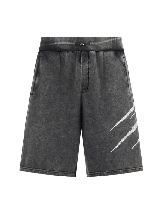 Philipp Plein Gray Washed Crackle-Print Shorts for men
