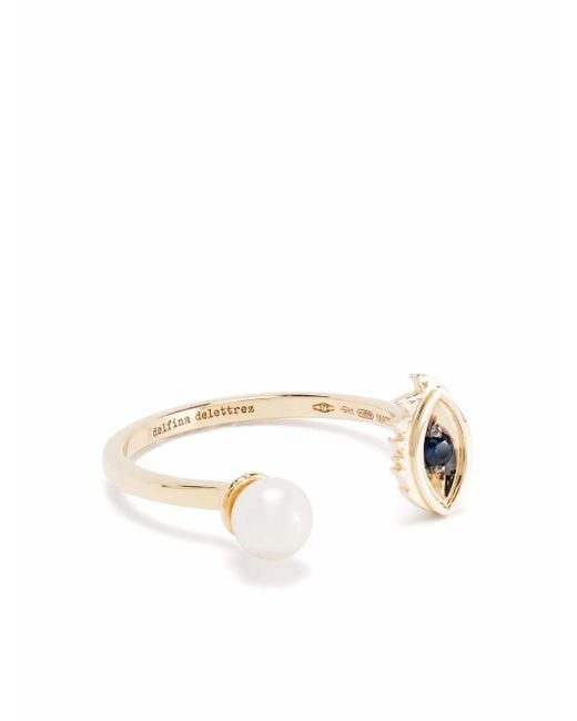 Delfina Delettrez Metallic 9Kt Micro-Eye Piercing Sapphire And Pearl Ring
