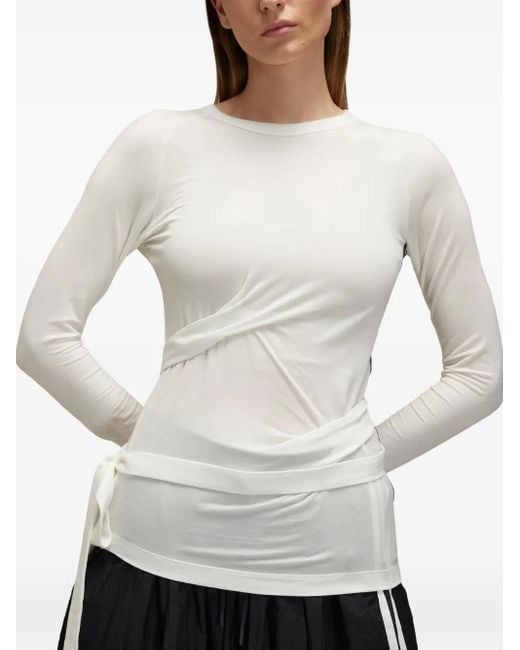 Y-3 White W Tnc Ls Tee