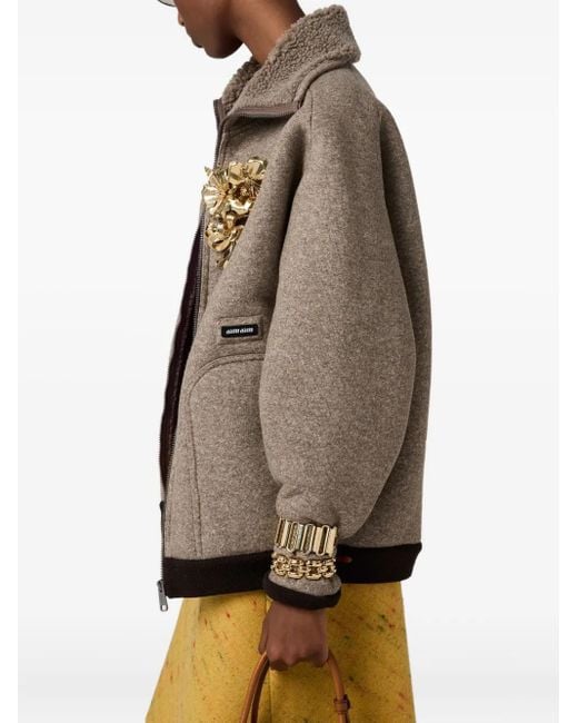 Miu Miu Natural Bomberjacke Aus Fleece