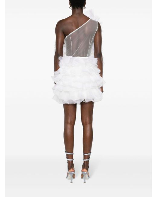 Loulou Asymmetrische Mini-jurkmet Ruches in het White