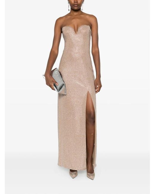 GIUSEPPE DI MORABITO Natural Crystal-Embellished Side-Split Maxi Dress