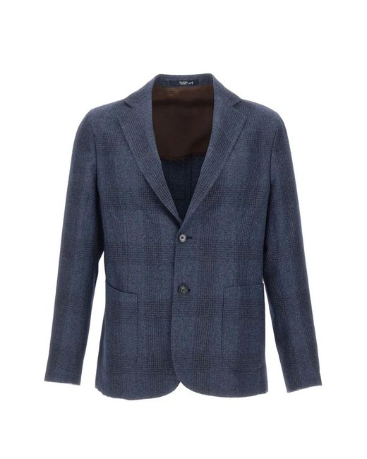 Barba Napoli Blue Easy Check Blazer for men