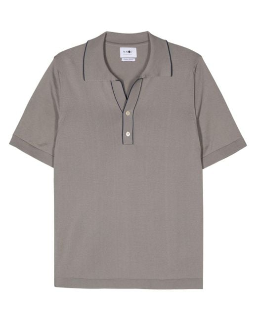 NN07 Gray Donald Stripe-detail Polo Shirt for men