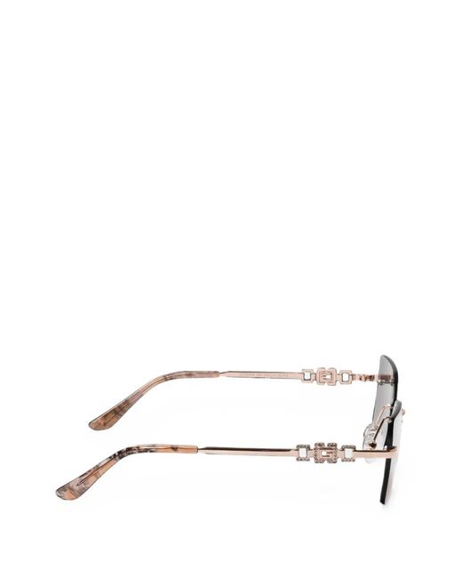 Guess Brown Geometric-Frame Rimless Sunglasses