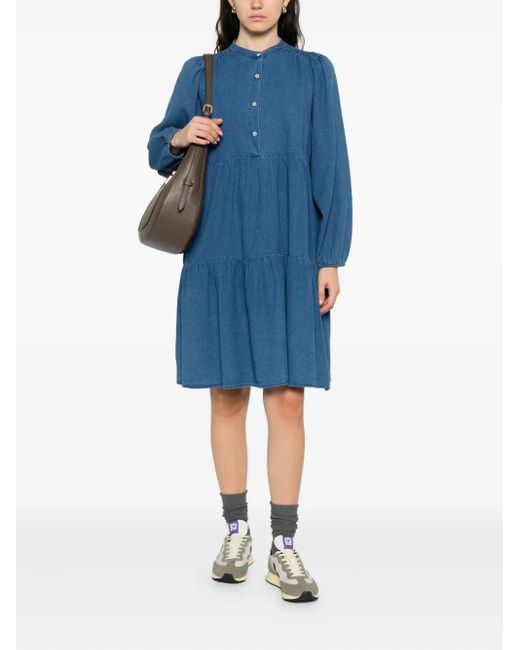 Marc O' Polo Blue Tiered Button-Front Dress