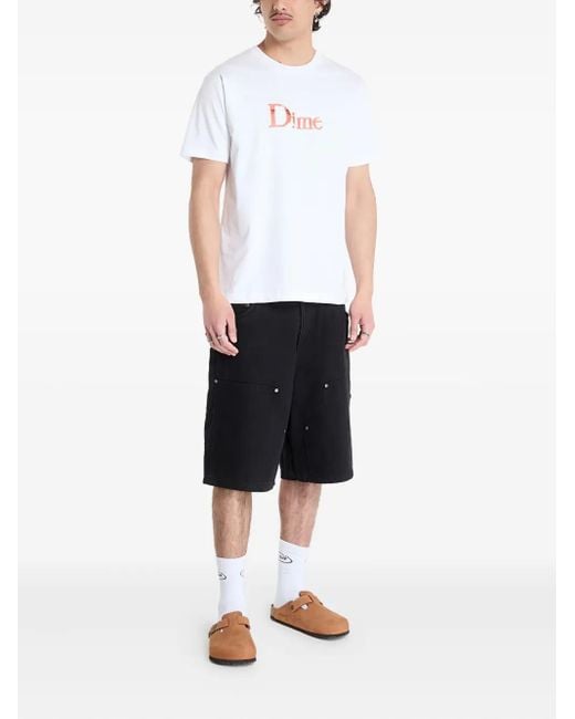 Dime White Logo-Print T-Shirt