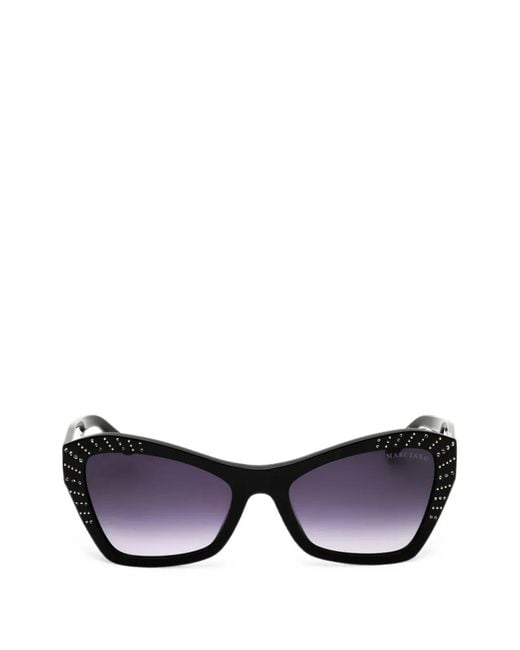 MARCIANO BY GUESS Black Crystal-Embellished Cat-Eye Sunglasses