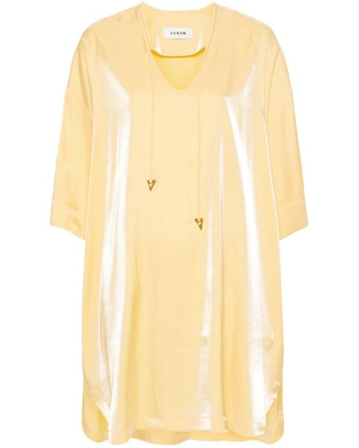 Aeron Yellow Destino Drawstring V-neck Dress