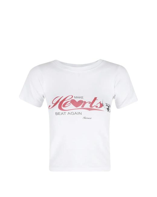 Fiorucci White T-Shirt À Slogan Imprimé