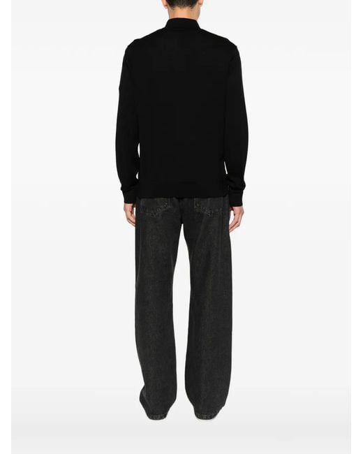 DIESEL Black K-Vilnius Logo-Patch Long-Sleeve Polo Shirt for men