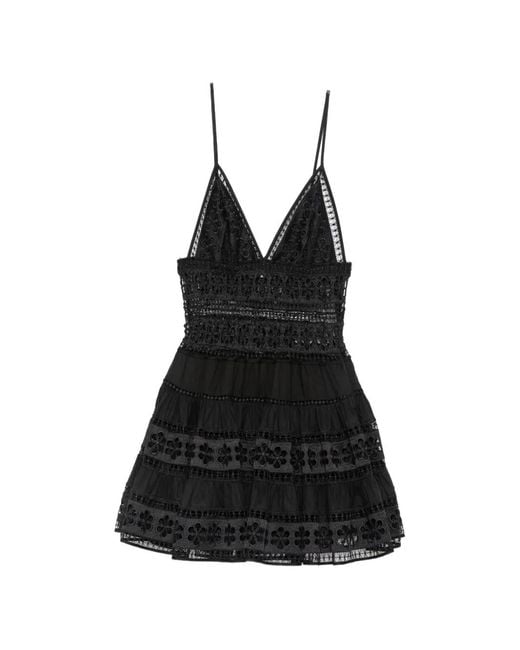 Charo Ruiz Black Isca Lace-Pannel Mini Dress