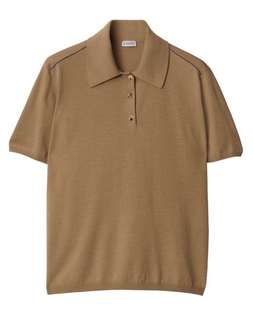 Burberry Brown Short-sleeve Wool Polo Shirt for men