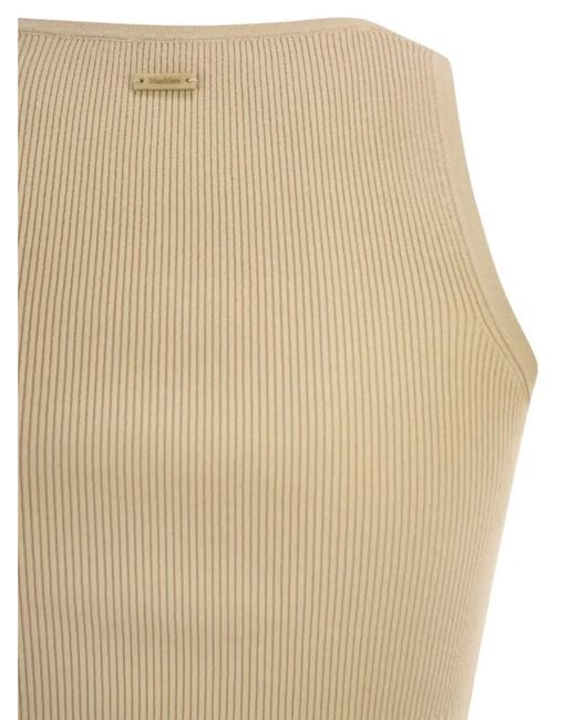 Max Mara Natural Ribbed-Knit Top