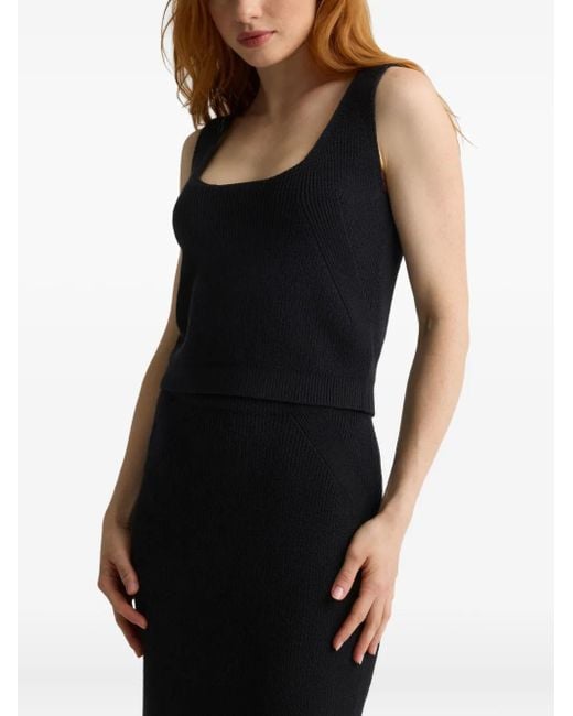 St. John Black Geripptes Tanktop