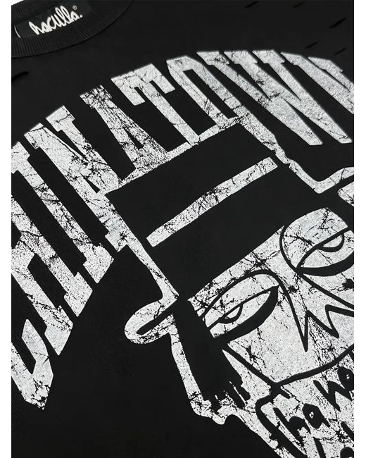 Haculla Black Chinatown Distressed T-Shirt for men