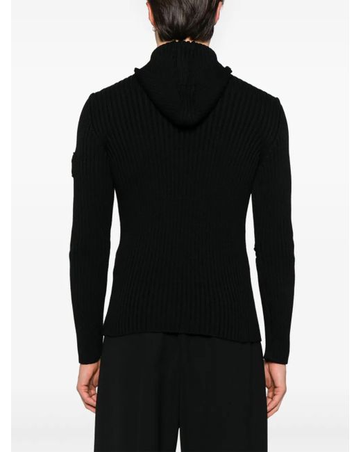 Sudadera con capucha y tejido de canalé Prada de hombre de color Black