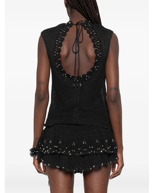 Isabel Marant Black Scalloped Openwork Top