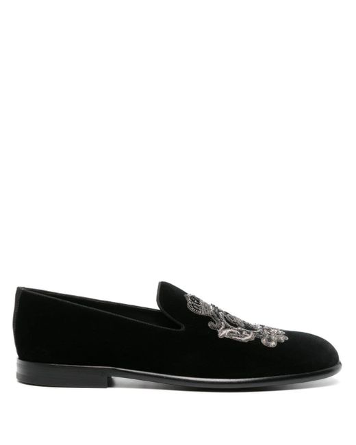 Dolce & Gabbana Slipper mit Wappenstickerei in Black für Herren