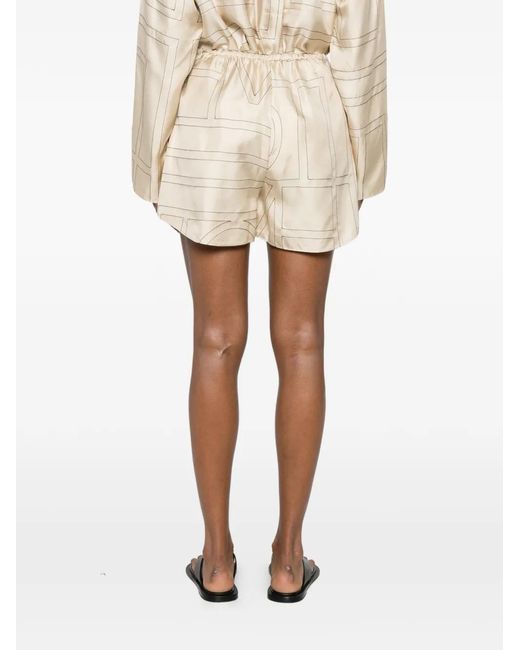 Totême  Natural Monogram-Print Shorts