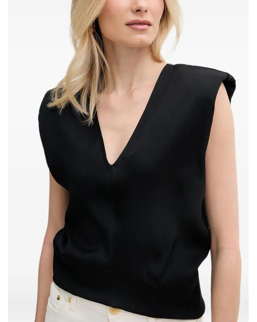 Trussardi Black Padded-Shoulder V-Neck Top