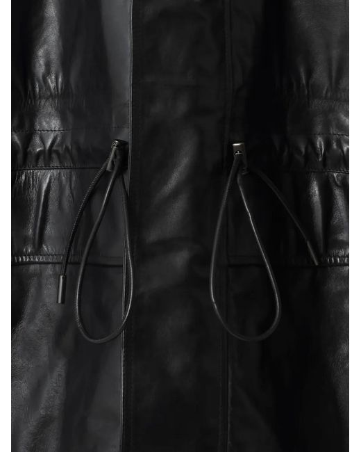 Burberry Black Detachable Fringed-Trim Leather Parka for men