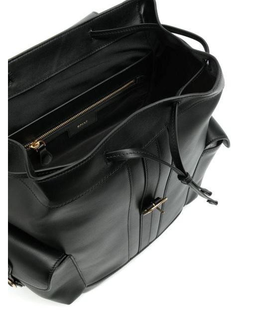 Bally Black Buckled Leather Backpack for men