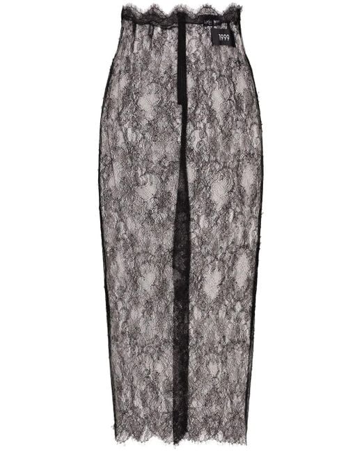 Dolce & Gabbana Gray Semi-sheer Midi Skirt