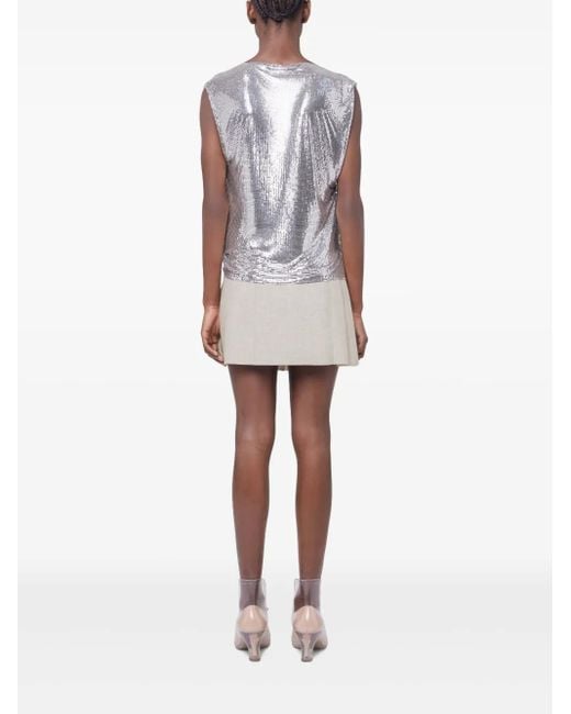 Rabanne Natural Pleated Mini Skirt