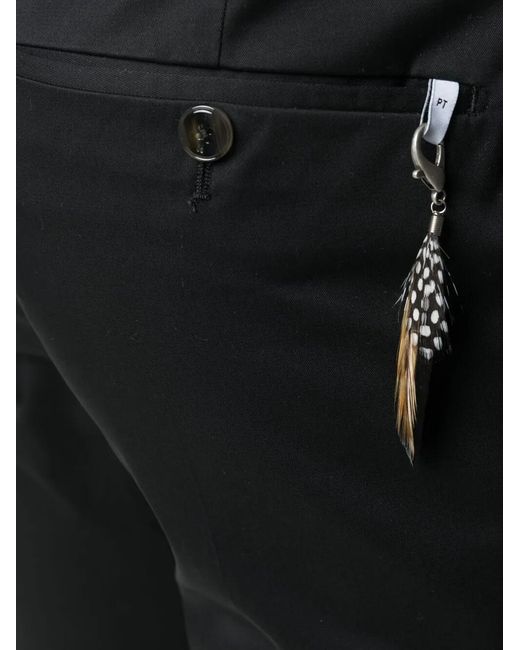 PT Torino Black Cropped Slim-Fit Chinos for men