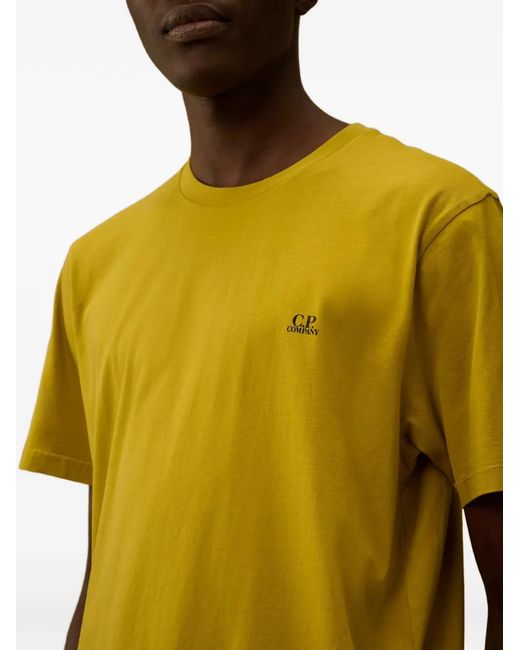C P Company Yellow 30/1 Jersey Short-Sleeve Goggle T-Shirt for men