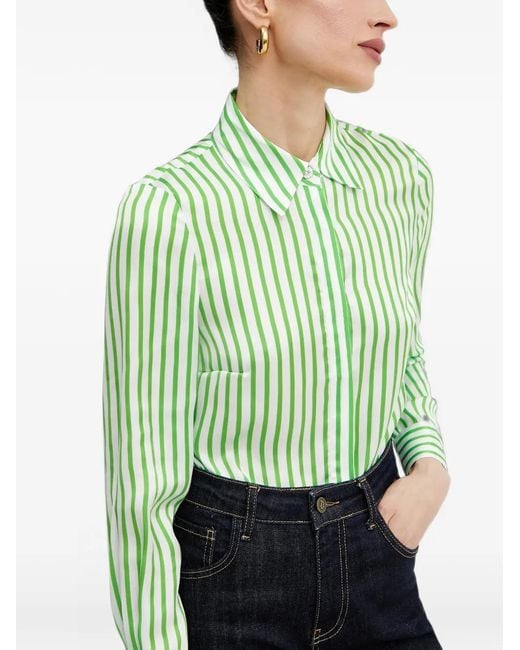 Morgan Green Striped Crystal-Embellished Shirt