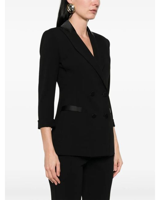Imperial Black Double-Breasted Collared Blazer