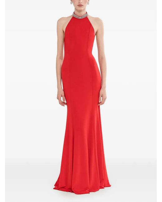 chinese dress ladies Noelia Textured Jersey Open Back Maxi Dress in Fiery Red main image 0