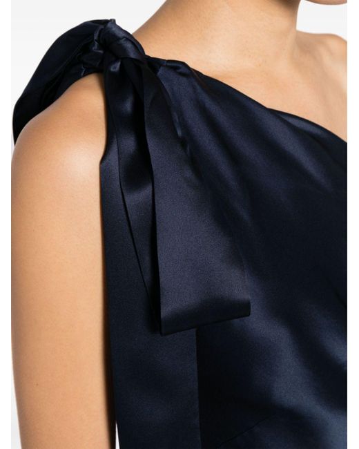Michelle Mason Blue Asymmetric Silk Dress