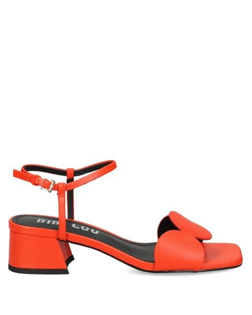 Bibi Lou Red Rundverzierte Sandalen mit Blockabsatz