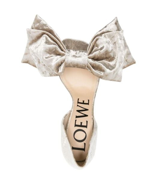Loewe White Toy Bow 90mm Velvet Sandals