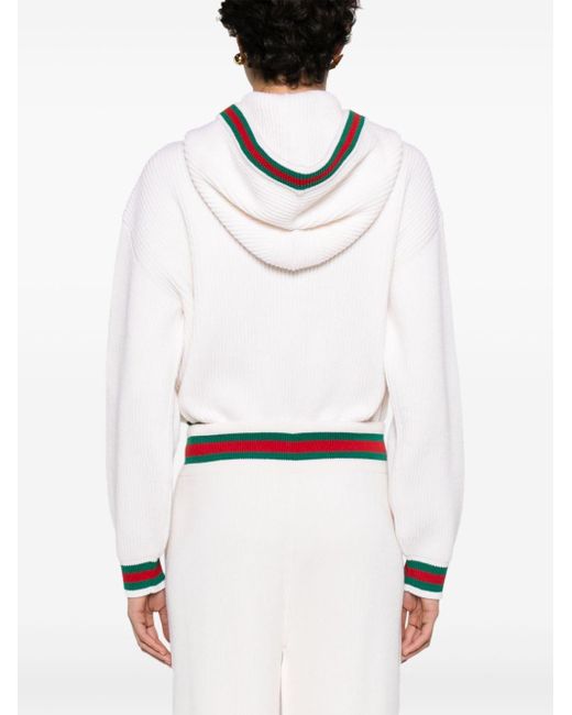 Gucci Vest Met Capuchon En Web-streep in het White