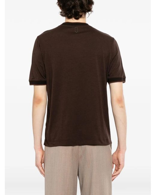 Canali Brown Crewneck T-Shirt for men