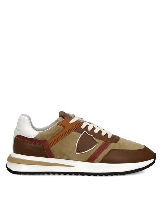 Philippe Model Brown Panelled Sneakers for men