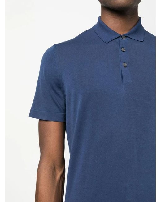 Drumohr Blue Frosted Polo Shirt for men