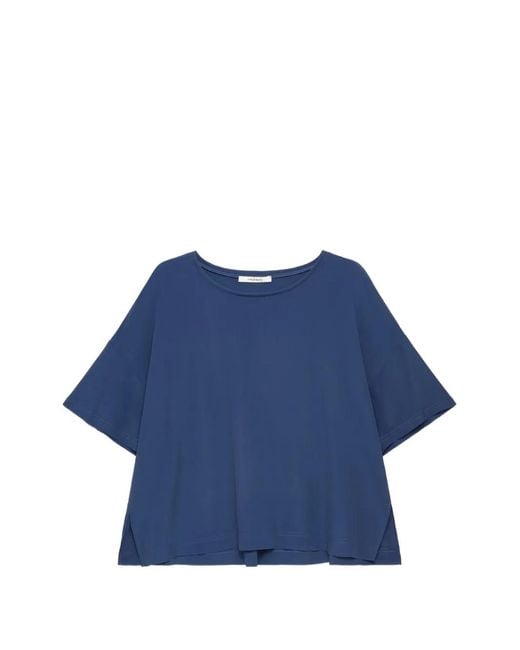 Maliparmi Blue Flounce-Back Crepe T-Shirt