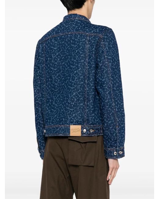 Maison Kitsuné Blue Laser Cut-Detail Denim Jacket for men